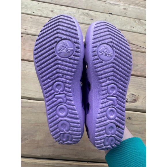 CROCS YOUTH BIG GIRL MARY JANES | 2 TONED PURPLE MARY JANE SANDAL | SZ 3 - Picture 2 of 4